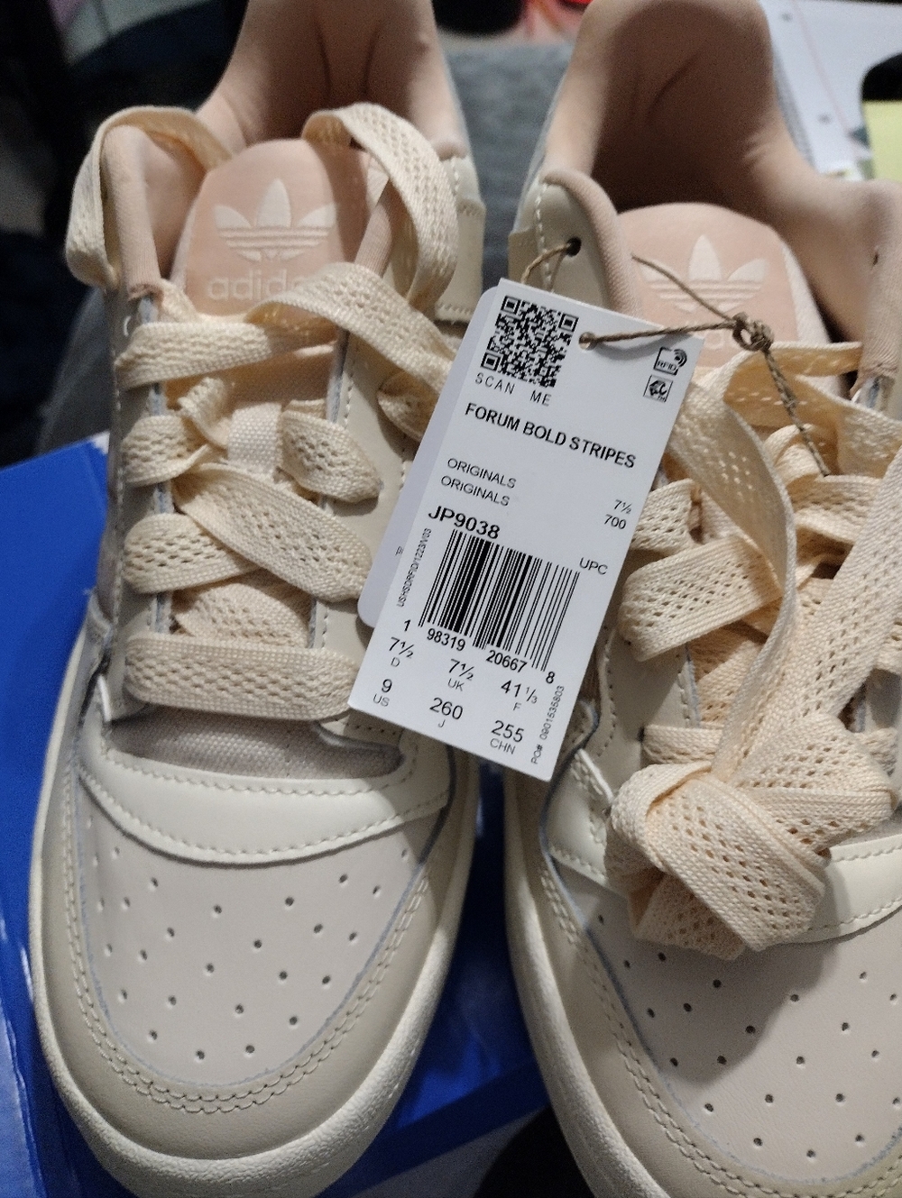 Women's Adidas Forum Bold Stripes W Sneakers in White & Blush (JP9038) Sz 9 NWT